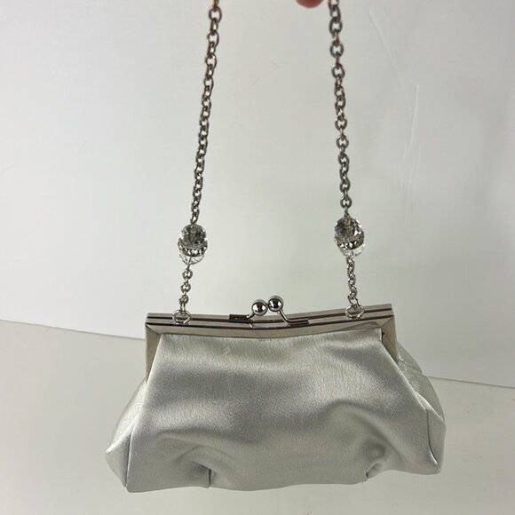 Silver Evening Bag with Silver chain and Beads - Picture 2 of 5